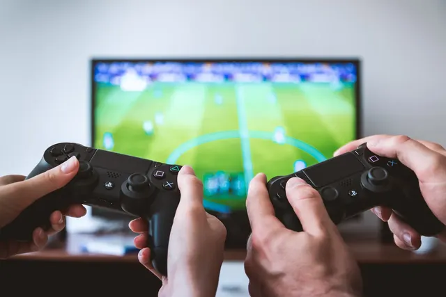 Gaming setup for party — console + 43" TV